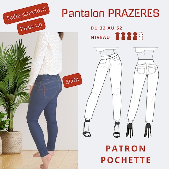PRAZERES Pantalones de mujer patron de costura POCHETTE tallas 34 52 Etsy Mexico