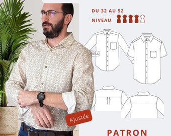 Chemise Homme Réglisse - Patron de couture POCHETTE - Tailles 36 -> 52