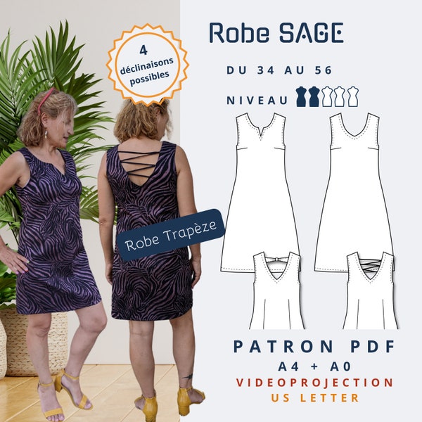 Robe SAGE - Patron de couture PDF - Tailles 34 -> 56