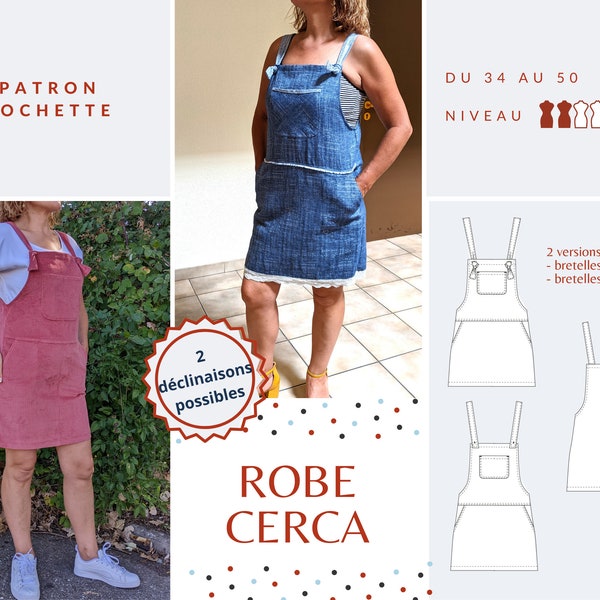 Robe-salopette CERCA - Patron de couture papier (POCHETTE) - Tailles 34 au 50
