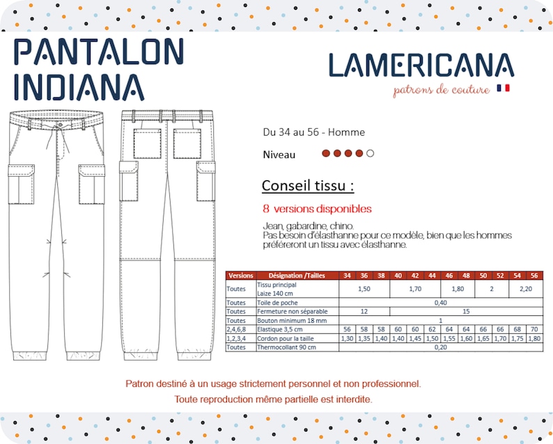 INDIANA Men's Pants PDF Sewing Pattern Sizes 34 56 Etsy