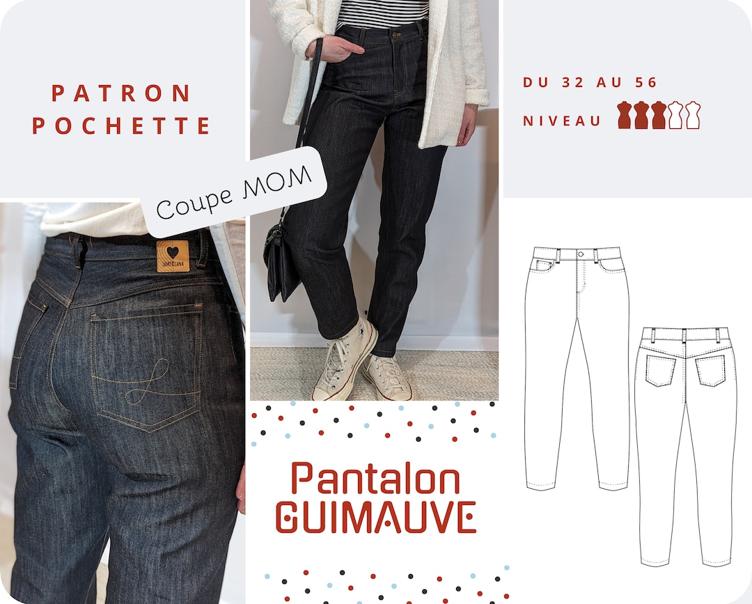 Pantalon femme GUIMAUVE - Patron papier (pochette) - Tailles 32 -> 56 ...