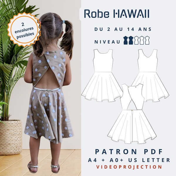 Robe enfant HAWAII - Patron de couture numérique (PDF) - Tailles du 2 au 14 ans