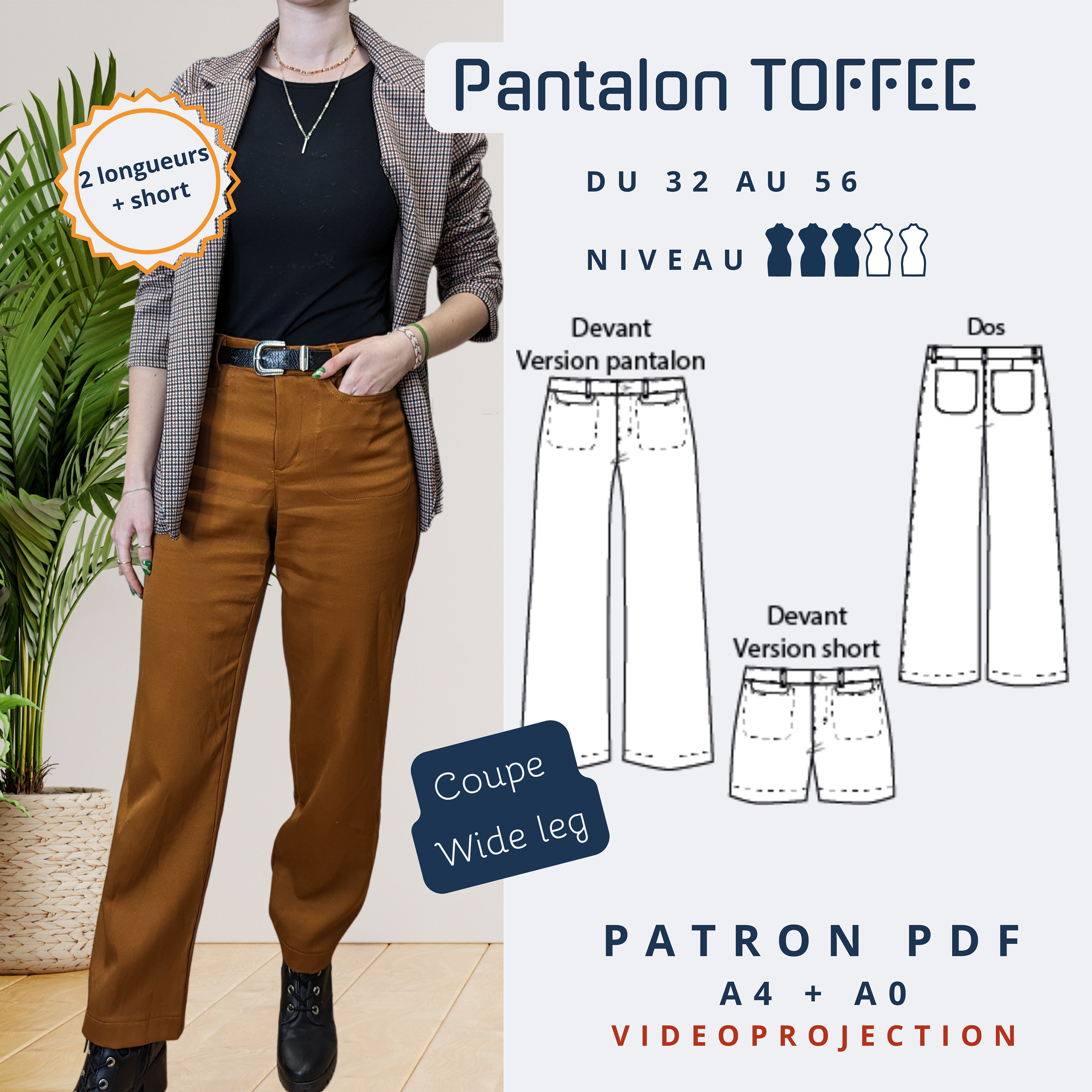 Patron de couture pantalon femme Caramel Delight- PDF
