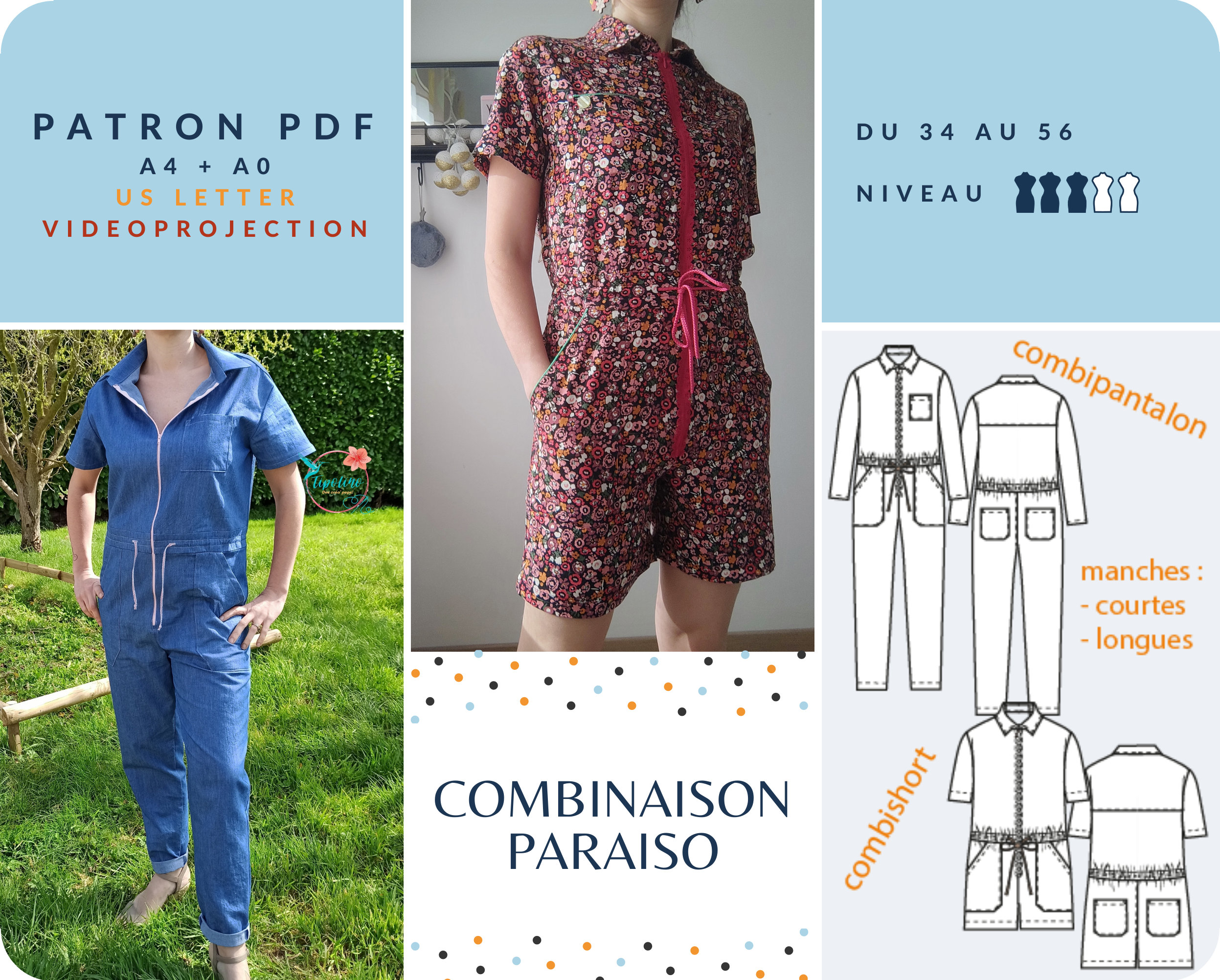 Combinaison PARAISO Patron De Couture PDF Tailles 34 - Etsy