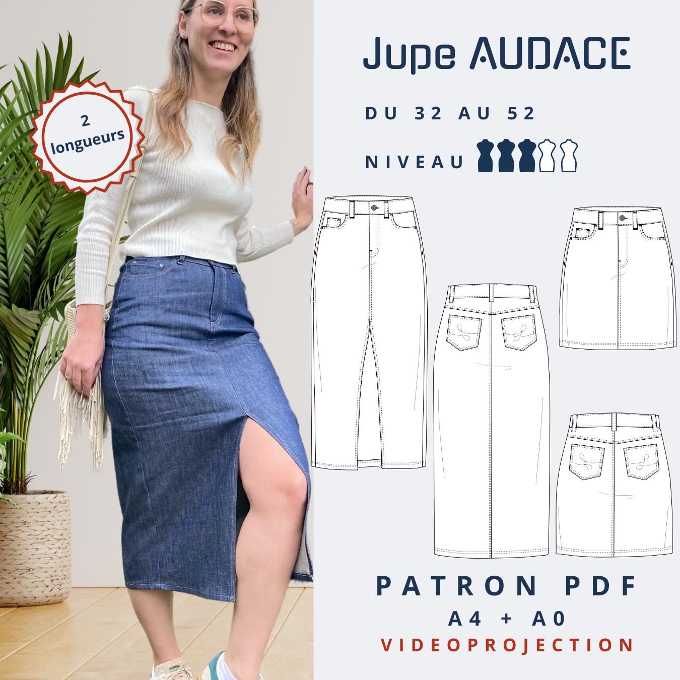 Jean Grenier Jupe En Jeans Pour Femme M-longue Au Genou Stretch