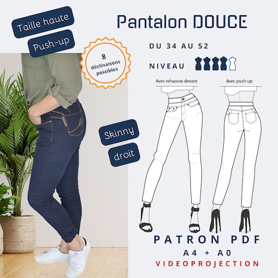 DOUCE Woman Pants Sizes From 34 to 52 french Sizes 