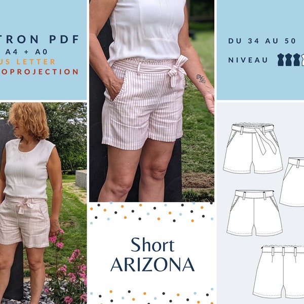 Short femme ARIZONA - Patron PDF - Tailles 34 -> 50