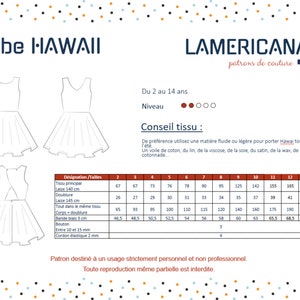 Robe enfant HAWAII Patron de couture numérique PDF Tailles du 2 au 14 ans image 2