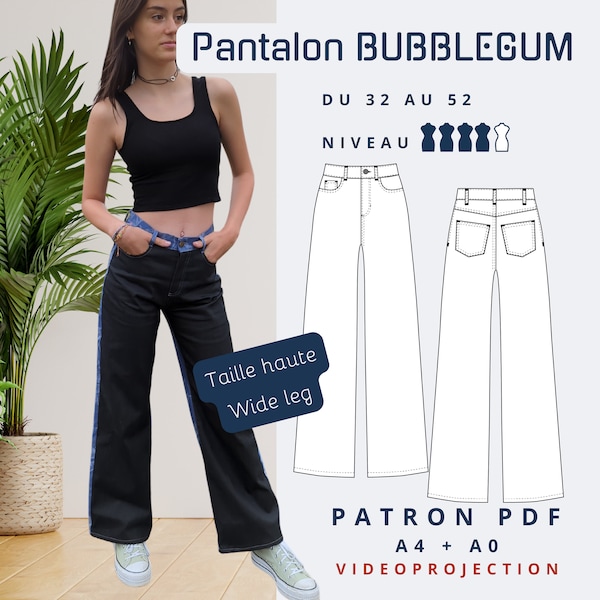 Pantalon Femme BUBBLEGUM - Patron de couture PDF - Tailles 32 -> 52