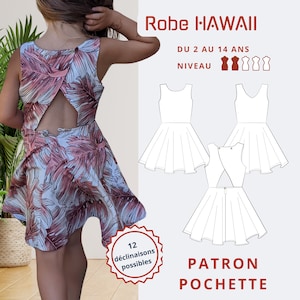 Robe enfant HAWAII Patron de couture papier Pochette Tailles du 2 au 14 ans image 1