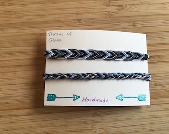 Handmade bracelet duo also suitable for bookmarks based off the colour schemes of the Throne of Glass book series by Sarah J Maas