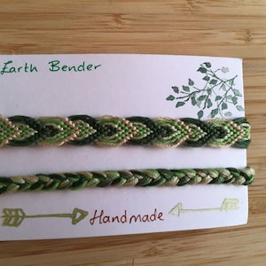 Friendship bracelets inspired by the colour scheme of Avatars earth, fire, air and water benders. earth