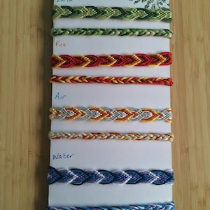 Friendship bracelets inspired by the colour scheme of Avatars earth, fire, air and water benders. avatar multipack