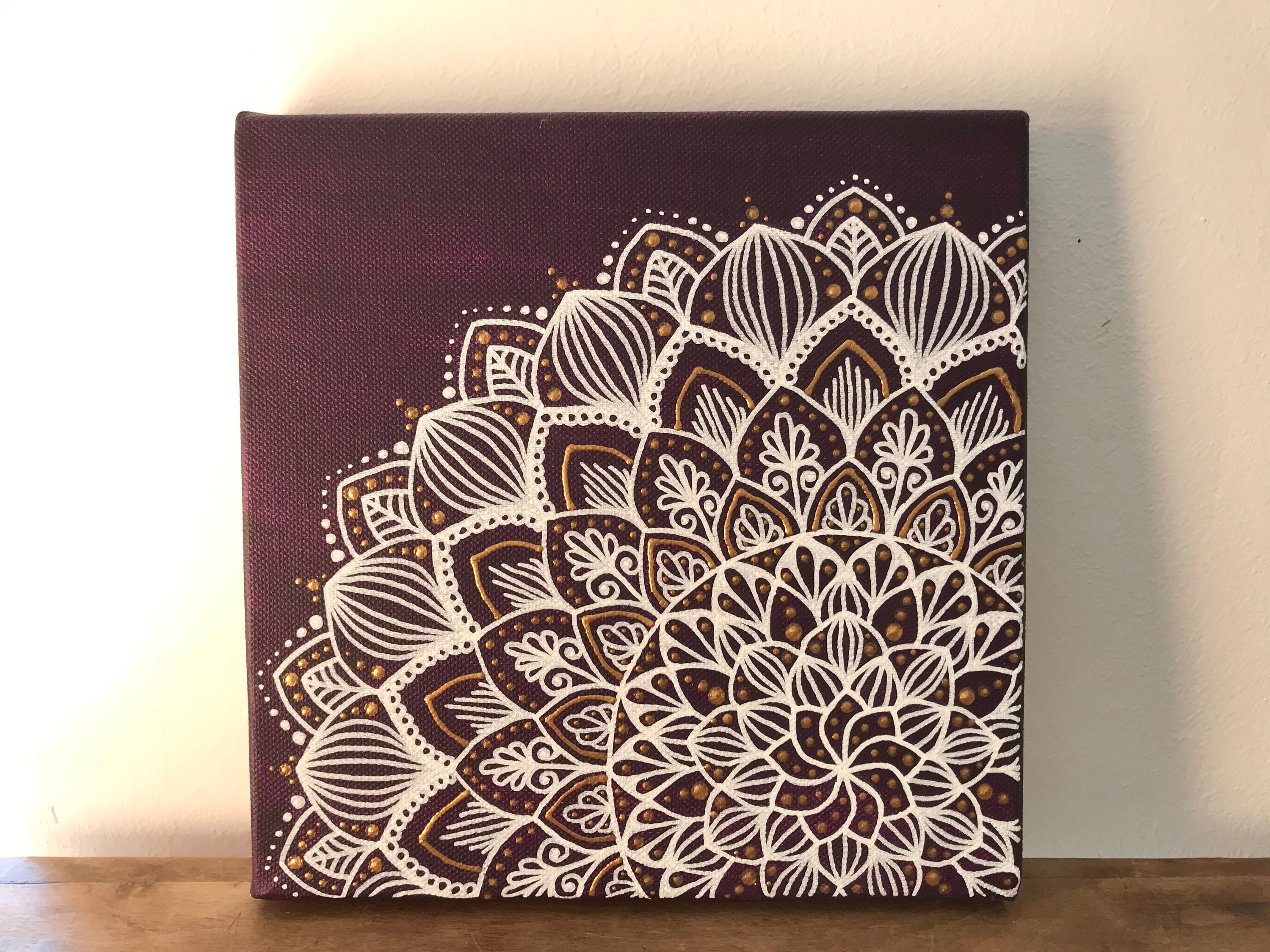 Mandala Décoration Murale Toile sur Chassis Original Fait Main Pièce Unique