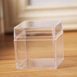 Boîte en mica avec couvercle en forme de cube, Boîtes vides en acrylique transparent, Boîte à macarons, Boîte-cadeau de mariage, Boîte de fête à remplir, Boîte de bonbons, Boîte-cadeau de baptême