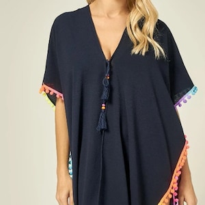 Oversize beachwear, Navy Blue sarong, Summerwear for women, Gift for her, Cotton Boho sarong, Women pareo, Swimwear for woman,Pareo for girl