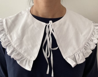 Plain Large White Peter Pan Collar, Woman Detachable Collars, Handmade Detachable Clothing Accessories, Detach Collar Woman