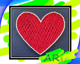 Szablon serca String Art | szablon Stringart | Serce StringArt DIY | Wzór StringArt „Serce” | Szablon i instrukcje krok po kroku