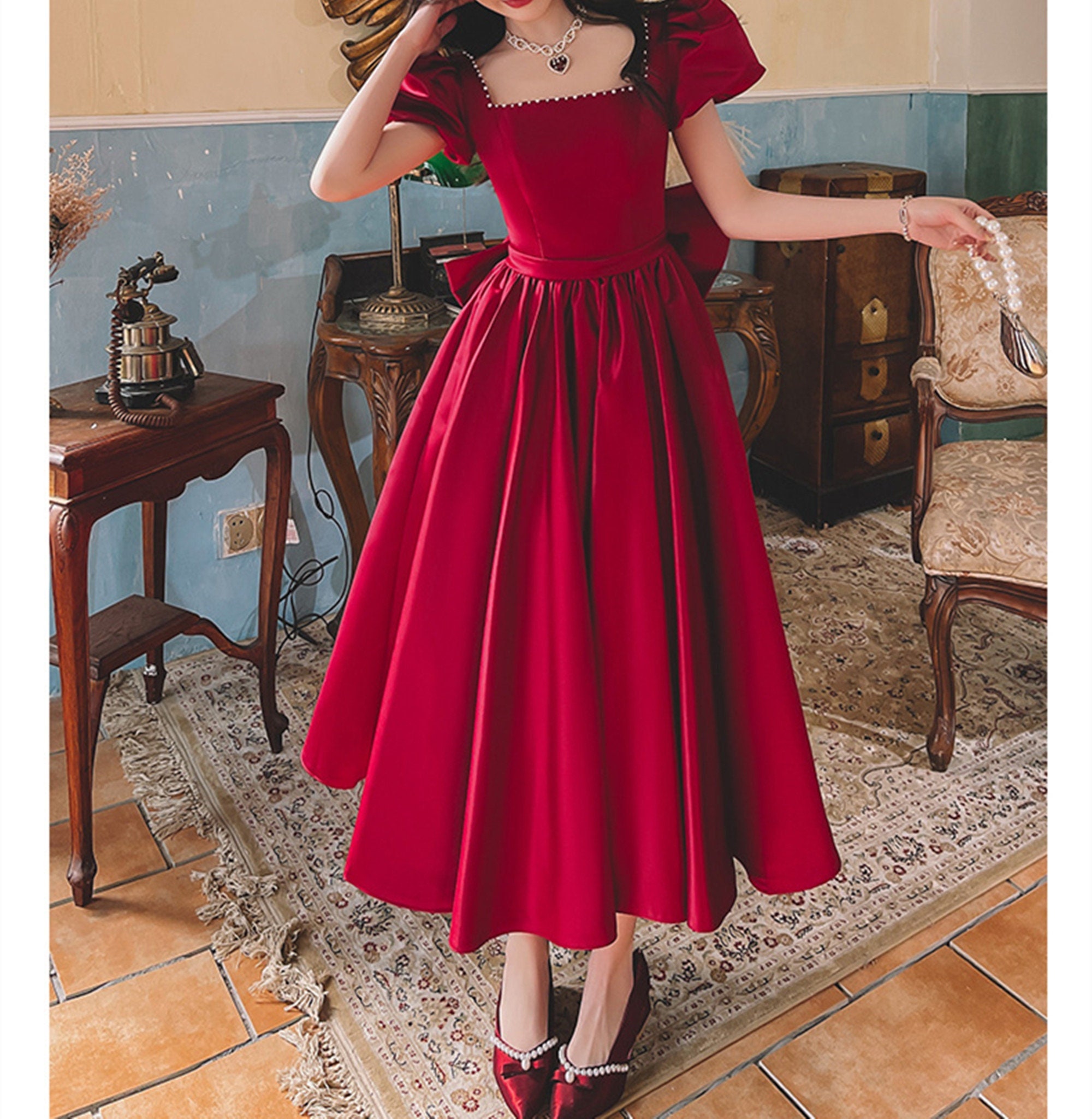 Vestido de graduación rojo - Etsy