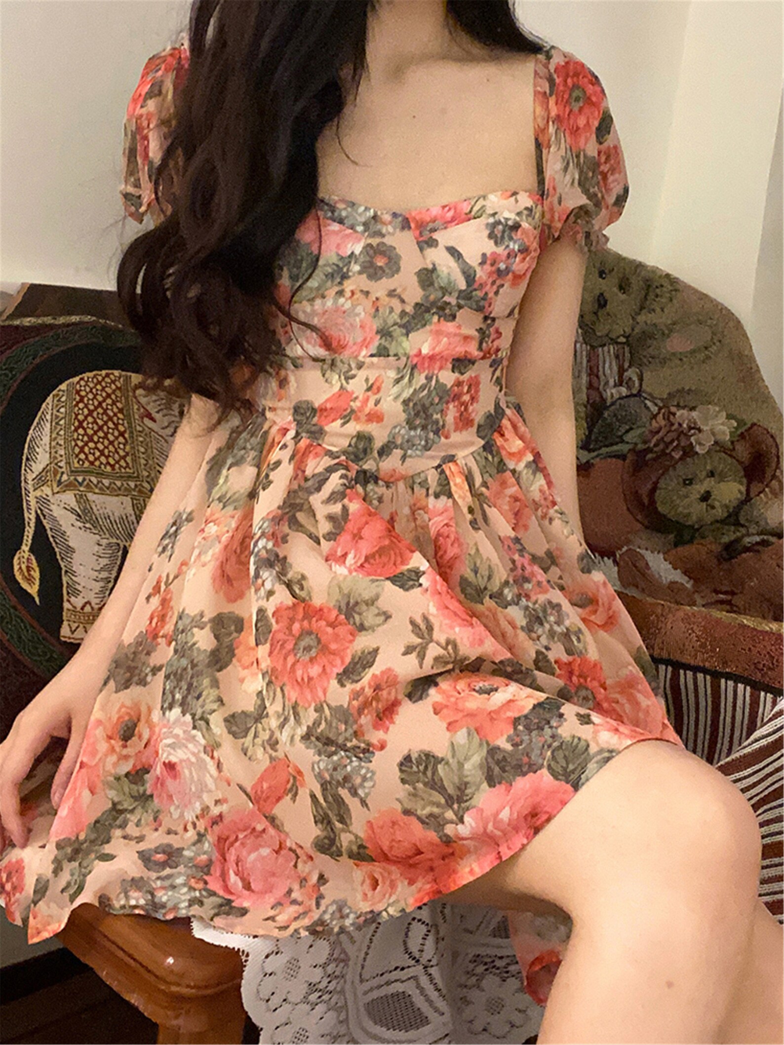 Cottagecore Prom Floral DressMilkmaid DressCottagecore | Etsy