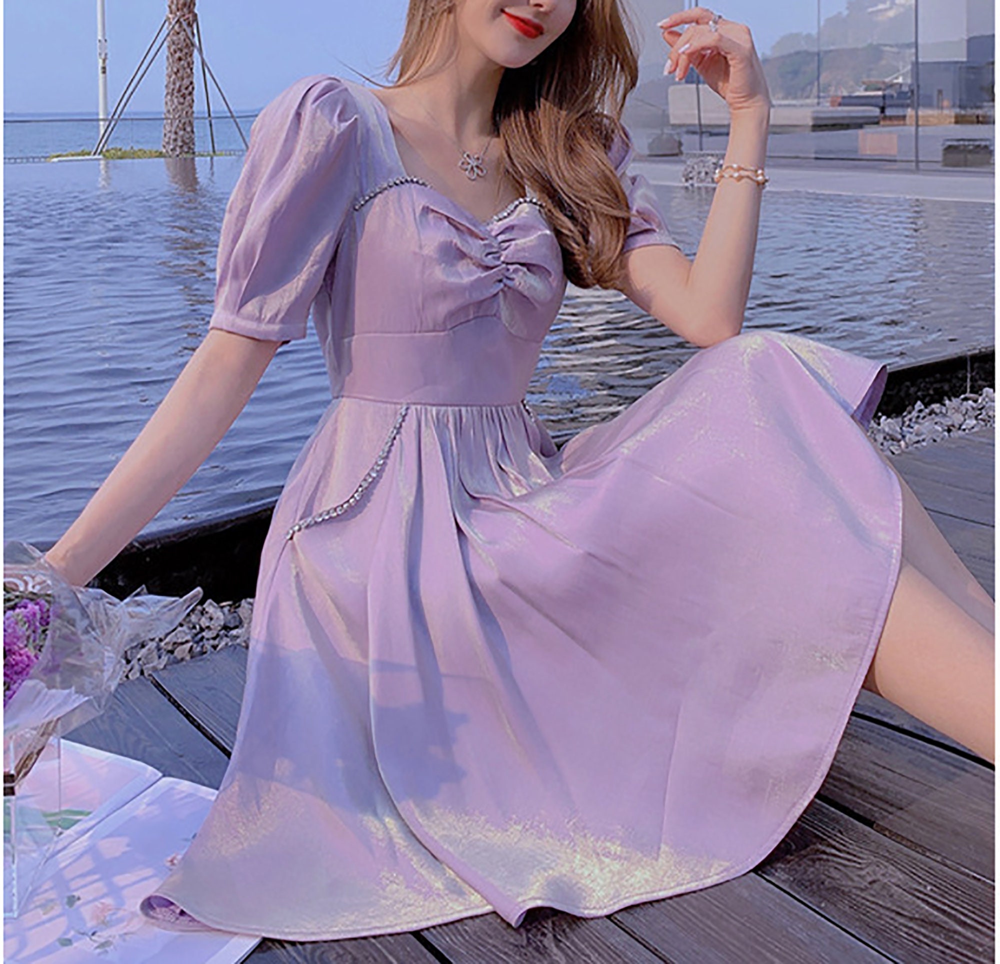 French Vintage Fairy Dresspuff Sleeve Square Neck - Etsy