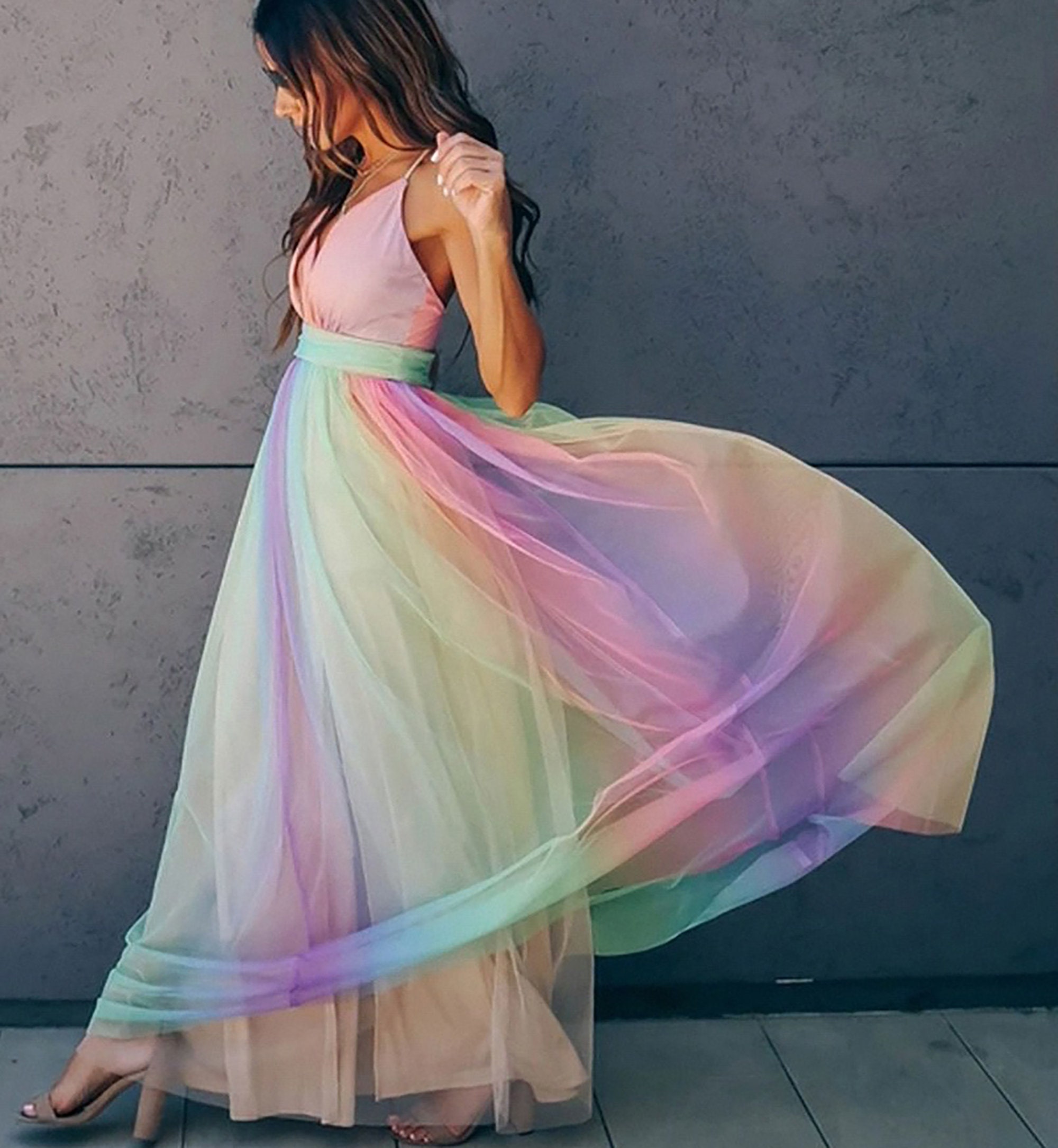 French Rainbow Fairy Dressvintage Milkmaid Fairy Dressgauzy - Etsy