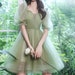 Green Puff Sleeve Dress,Elegant Mini Dress,Homecoming Dress,Cottagecore Dress,Milkmaid Dress,Victorian Dress,Graduation Dress,Fairy Dress 