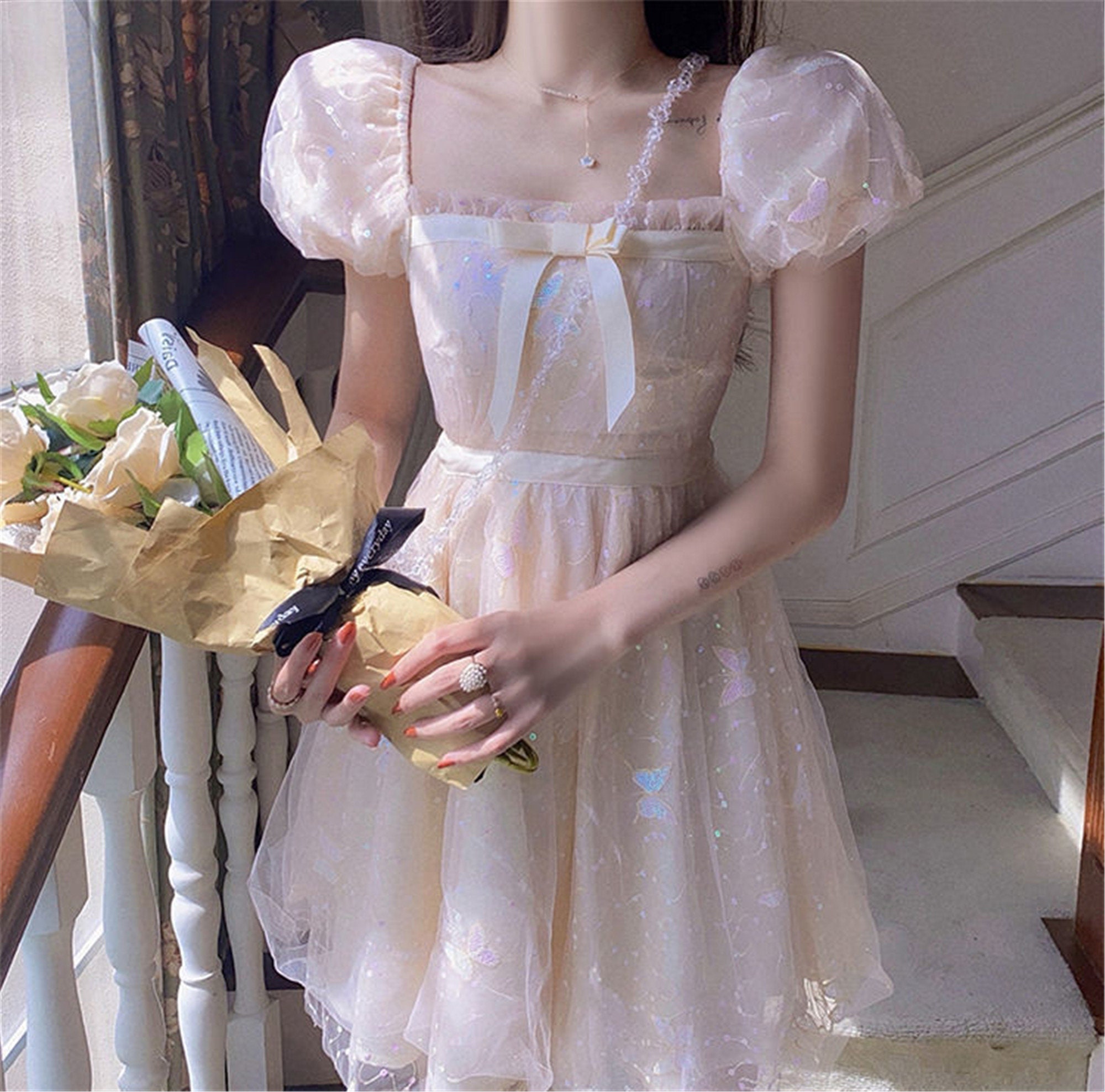 French Puff Sleeve Fairy DressCottagecore Milkmaid | Etsy
