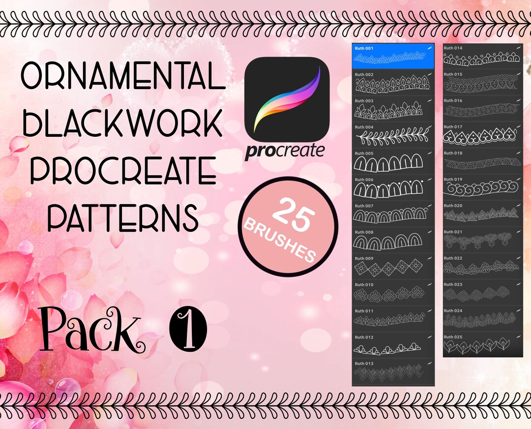 Procreate Brushes - Pack 1 - 25 Tattoo Blackwork & Ornamental Bands - Etsy