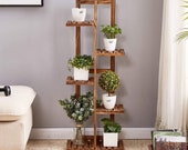 Wood Plant Stand, 5 Tier 6 Potted Plant Stand, Indoor Plant Ladder, Rustic Plant Shelf, Corner Plant Stand, Plant Pot Shelf plantstand092