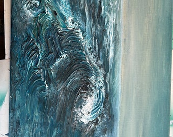 wave | blue | sea | original | 40x60