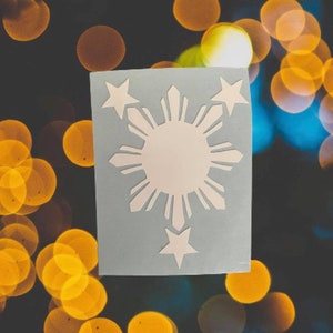3 Stars and A Sun Decal, Philippine Flag Decal, Pinoy Pride, Car Window Decal, Star and Sun Decal, Philippine Decal, Filipino Sun Decal