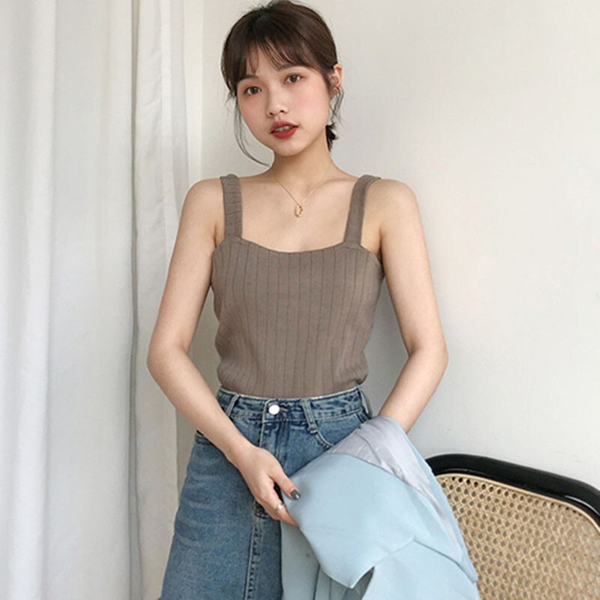 New Women Sexy Knitted Crop Top Sleeveless Korean Tank Top | Etsy