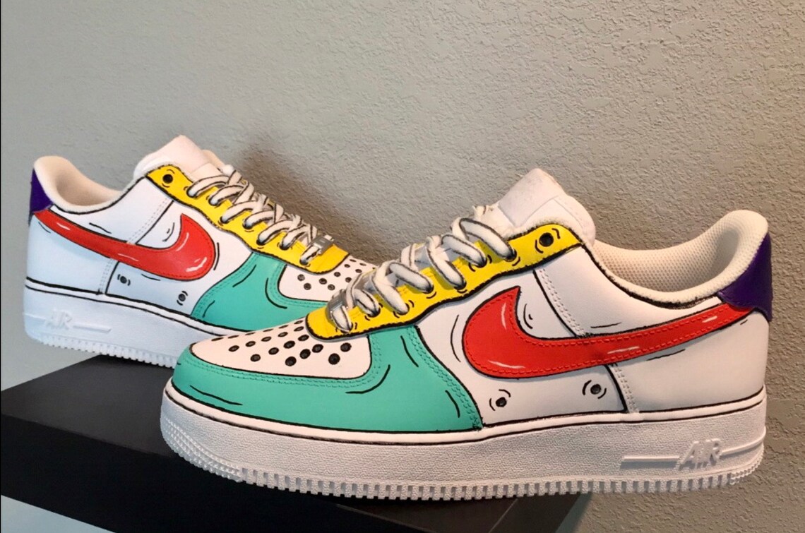 Hand painted colorful cartoon Air Force 1s | Etsy