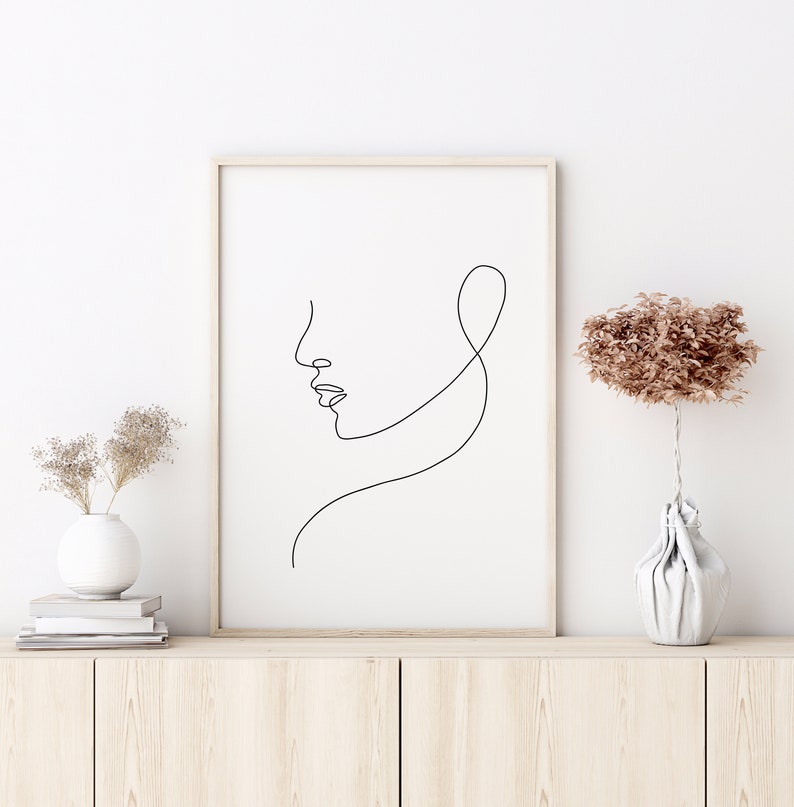 Female Line Art Print Single Line Wall Art Woman Minimalist | Etsy