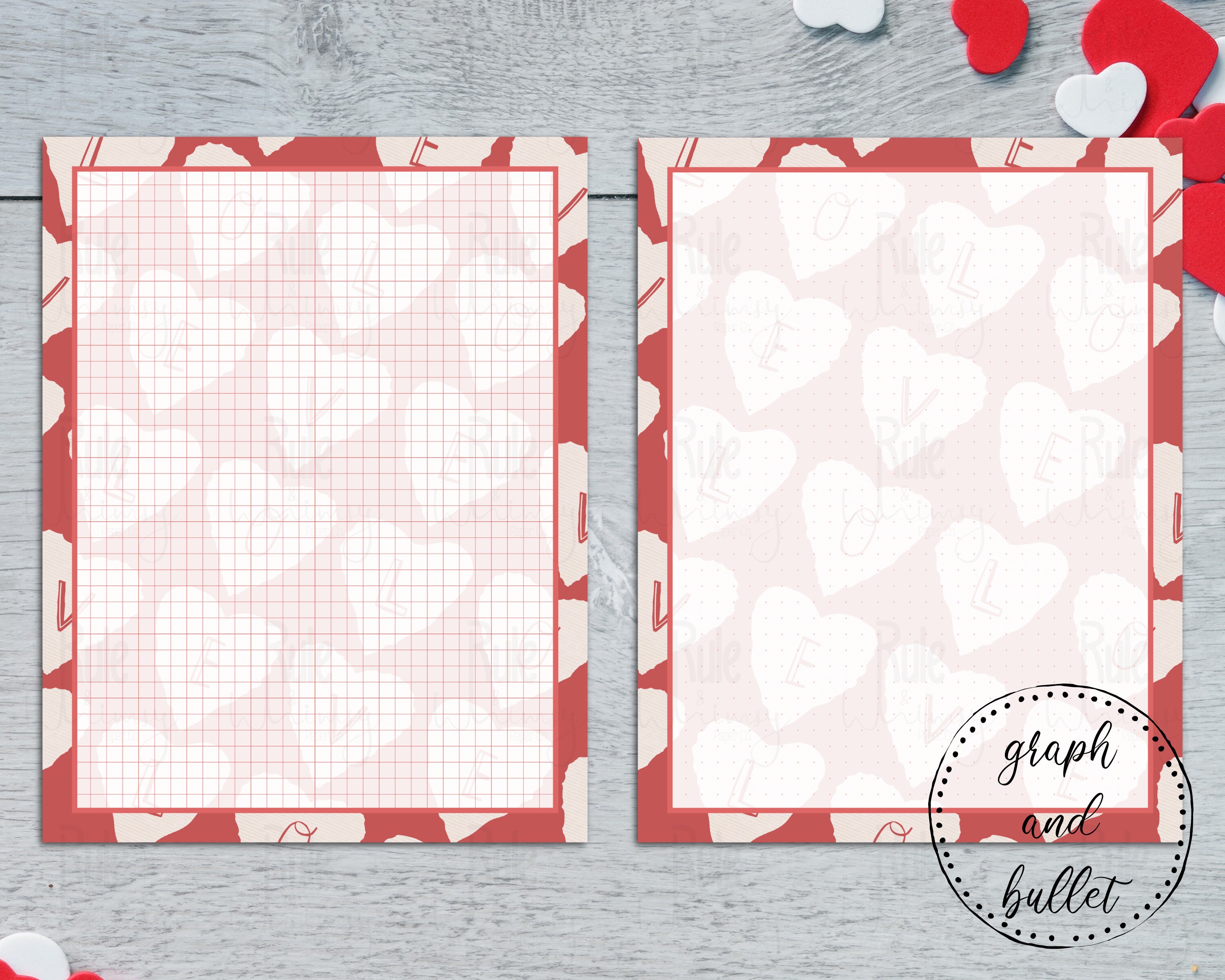 Printable 8.5 x 11 Stationery Valentine Stationery Lined | Etsy