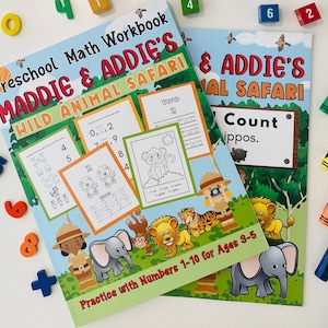 Maddie & Addie, Contar 1-10 para niños, Contar Kinder, Contar y emparejar, Tarjetas flash de números, Hoja de trabajo de matemáticas, Libro de actividades matemáticas