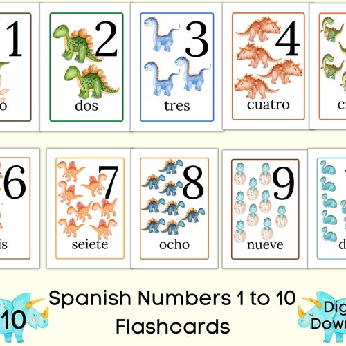 Counting in Spanish 1 10 Spanish Number Flashcards - Etsy