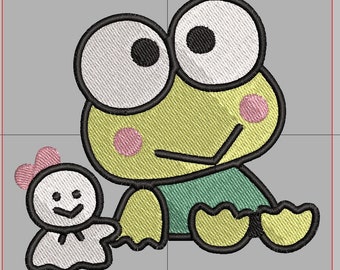 Cute frog embroidery file