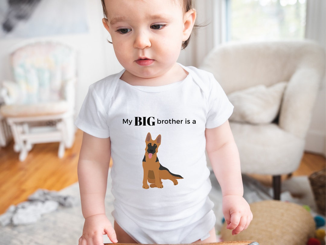 German Shepherd Dog Baby Onesie® Big Sister/brother Gender Etsy