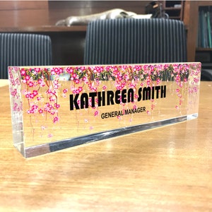 Personalized Name Plate for Desk | Custom Office Decor Nameplate Sign | Personalised Gift | Name Plate Design on Clear Acrylic Glass Block