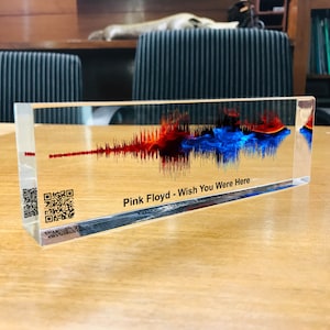 Bloque de ondas sonoras Wish You Were Here de Pink Floyd, impresión de ondas sonoras personalizada, bloque de ondas sonoras de canciones de acrílico, regalo para él, bloque de ondas sonoras de acrílico