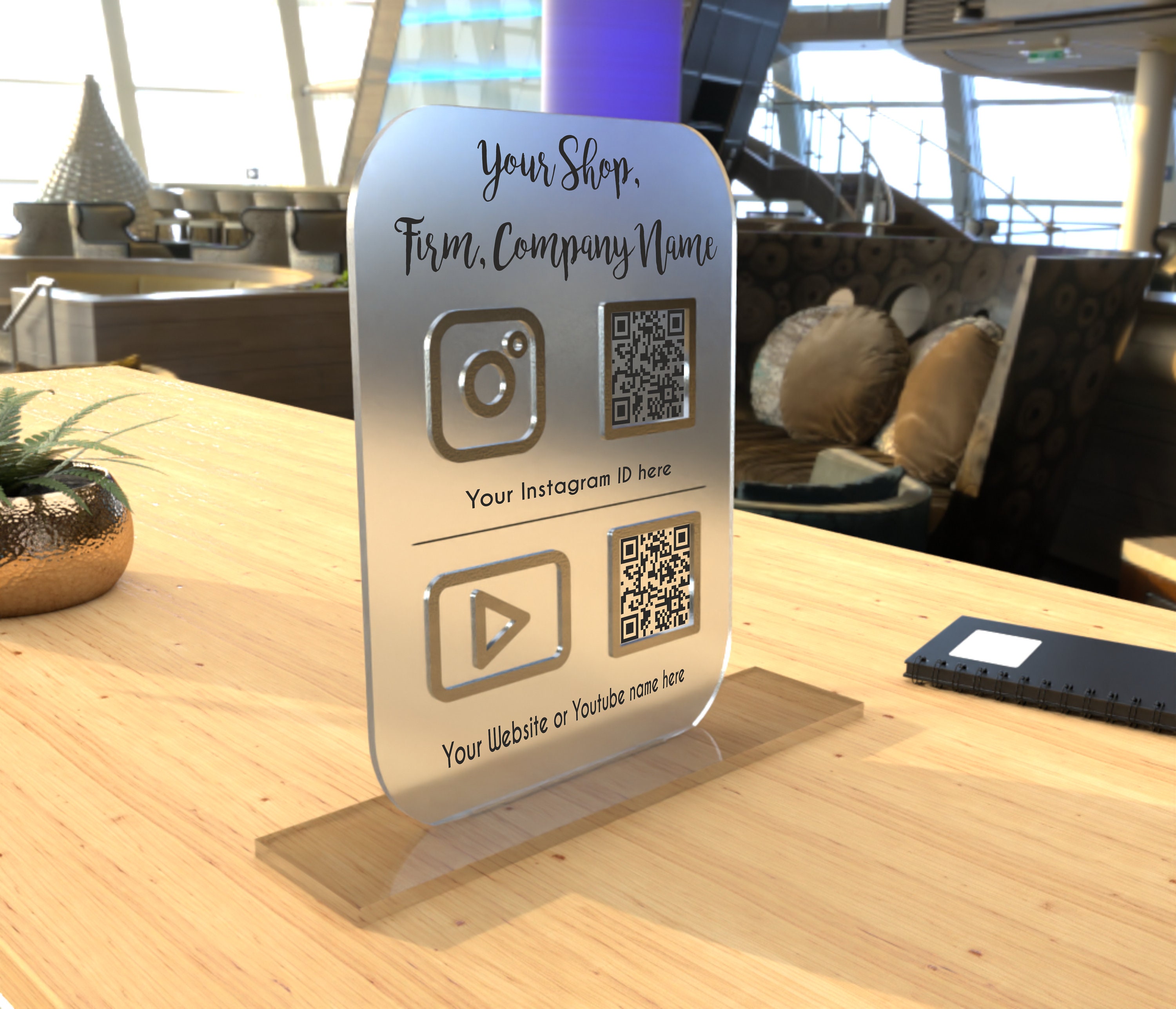 Personalized Social Media QR Code Sign: Black & White Acrylic (10x8 ...