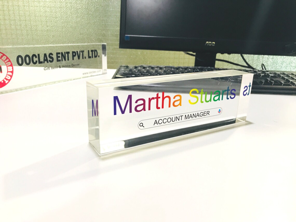 Desk Name Plate, Custom Acrylic Desk Sign, Name Plate Sign, Personalized Desk Name Plate, Full