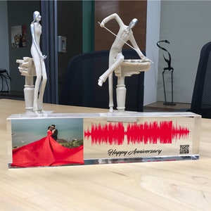 Custom Sound Wave Print, Personalised Soundwave Gift, Custom Picture & Photo Soundwave, Anniversary Gift, 3D Look Gift, Acrylic Glass Block