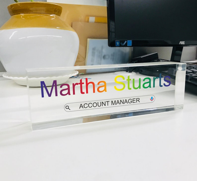 Desk Name Plate, Custom Acrylic Desk Sign, Name Plate Sign, Personalized Desk Name Plate, Full