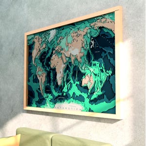 7-laags houten wereldkaart wanddecoratie | Wereldkaart | Lasergesneden premium meerlaagse houten kaart met acryl | Moderne muurkunst voor thuis en op kantoor