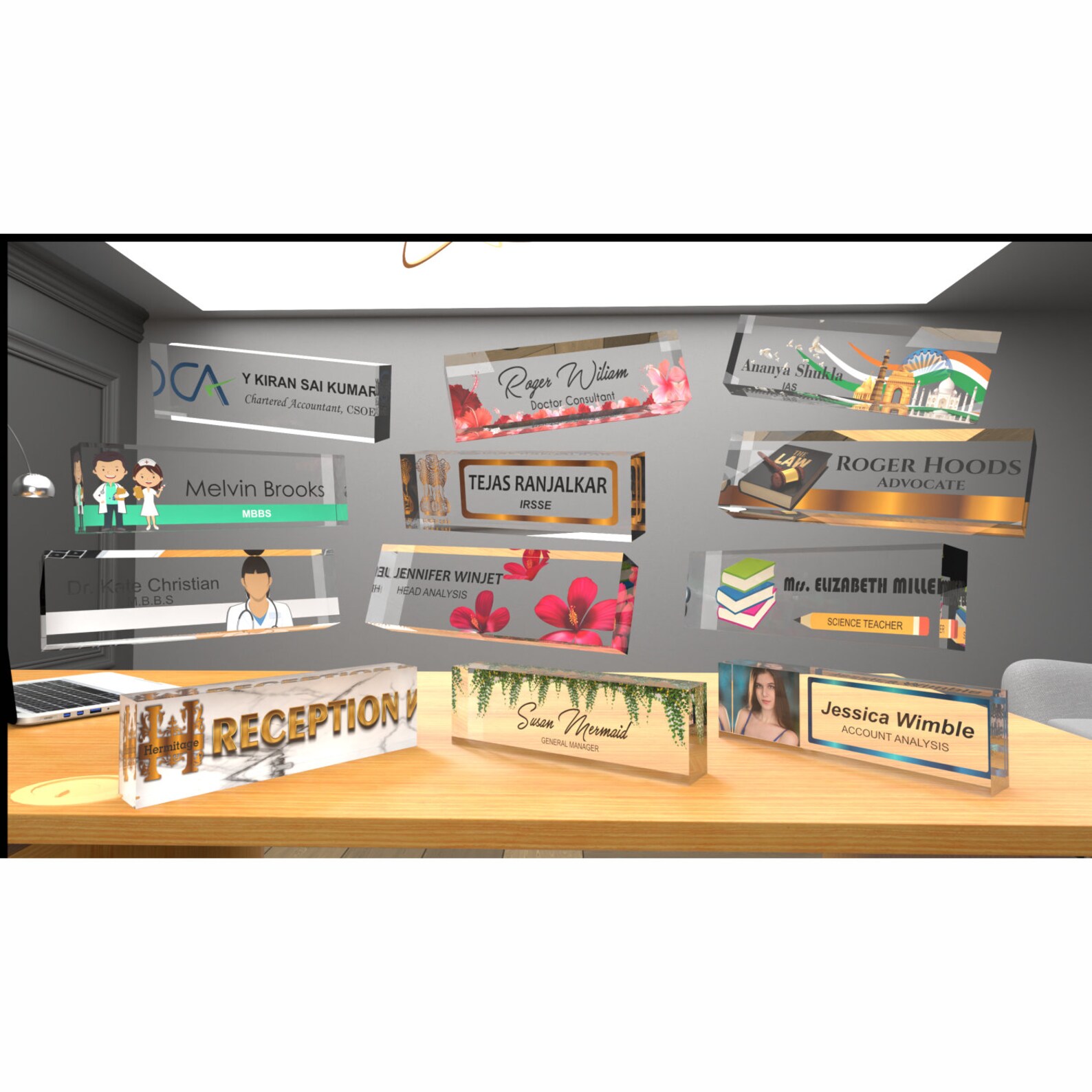 Desk Name Plate for Doctors, Desk Nameplates, Custom Desk Name Plates