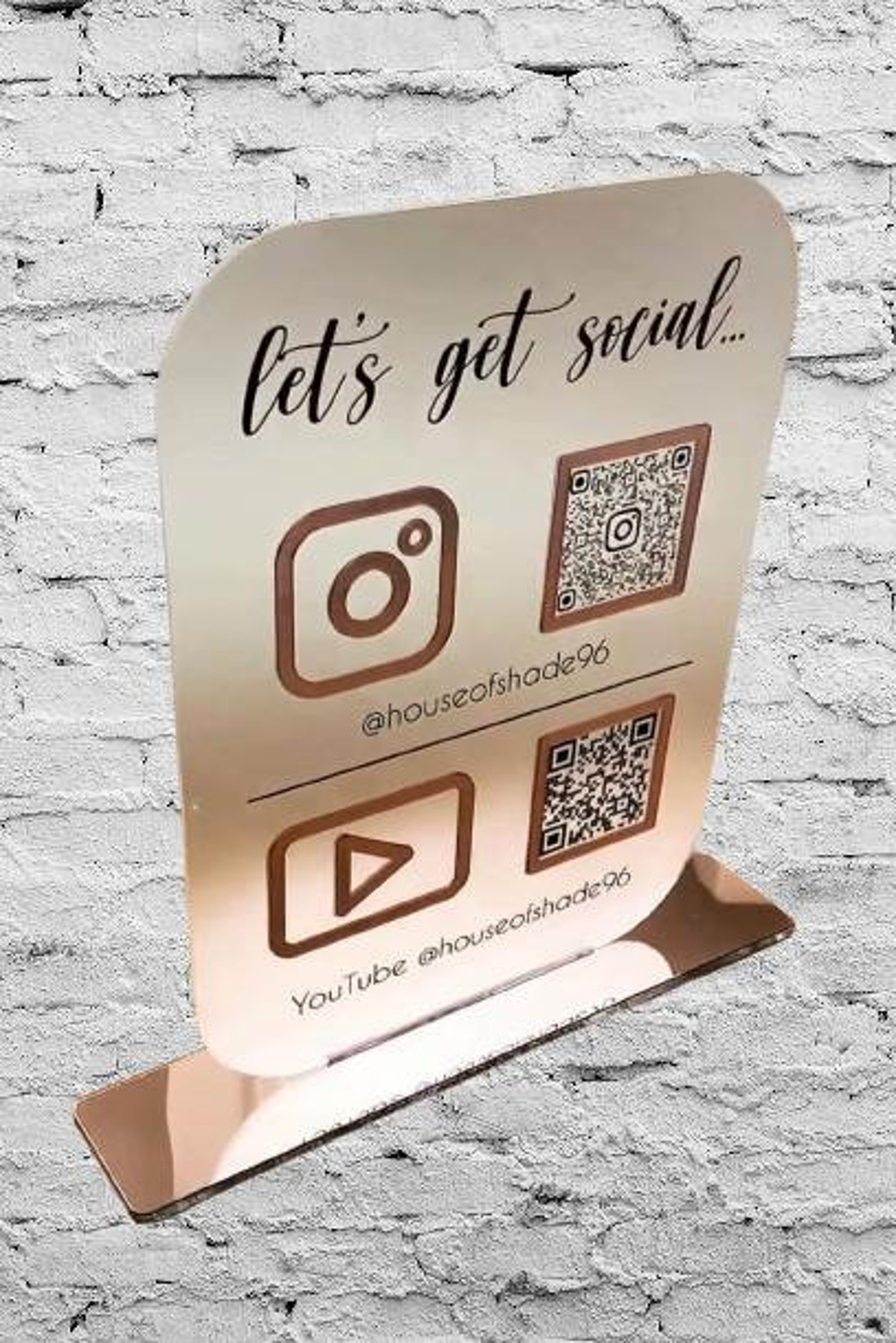 Personalized Social Media QR Code Sign: Black & White Acrylic (10x8 ...